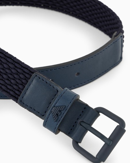 Armani Cinturón De Tejido Trenzado Y Piel