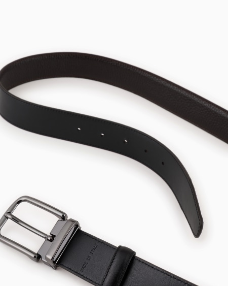 Armani Cinturón Reversible De Cuero Plena Flor