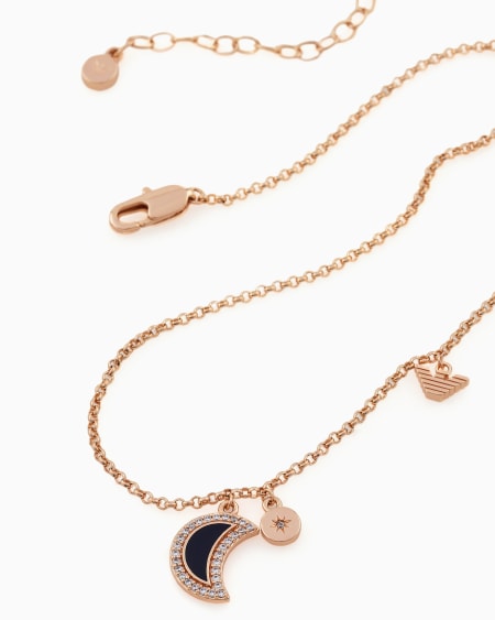 Armani Collar Con Colgante De Acero Color Oro Rosa