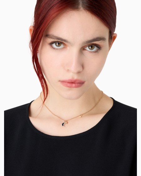Armani Collar Con Colgante De Acero Color Oro Rosa
