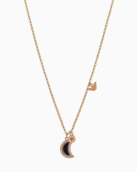 Armani Collar con colgante de acero color oro rosa