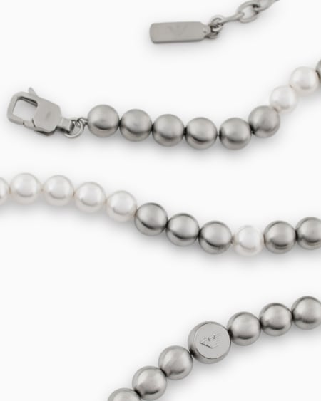 Armani Collar Con Cuentas De Vidrio Blanco