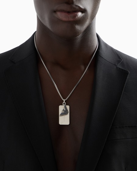 Armani Collar Con Placa De Acero Inoxidable