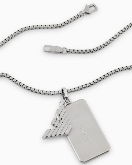 Armani Collar Con Placa De Acero Inoxidable