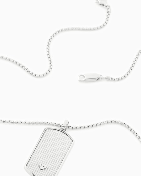 Armani Collar Con Placa De Acero Inoxidable