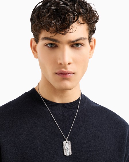 Armani Collar Con Placa De Acero Inoxidable