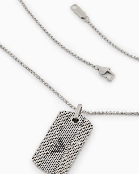 Armani Collar Con Placa De Acero Inoxidable