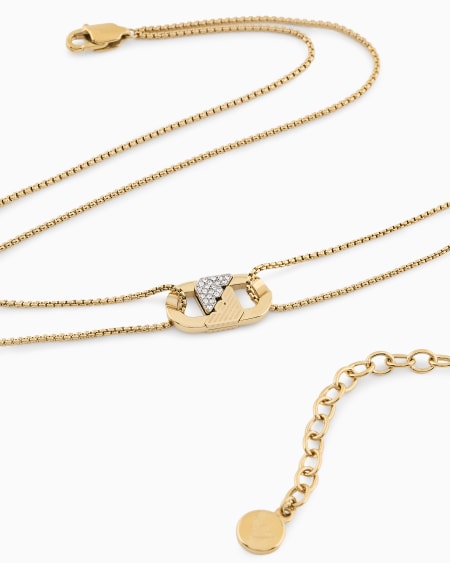 Armani Collar Con Placa De Acero Inoxidable Dorado