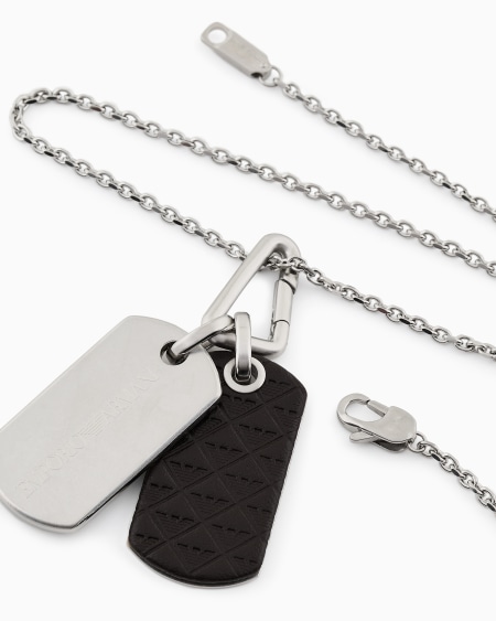 Armani Collar Con Placa De Acero Inoxidable