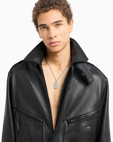 Armani Collar Con Placa De Acero Inoxidable