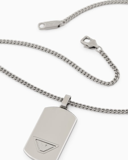 Armani Collar Con Placa De Acero Inoxidable