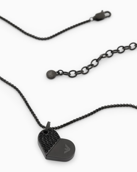 Armani Collar Con Placa De Acero Inoxidable Negro