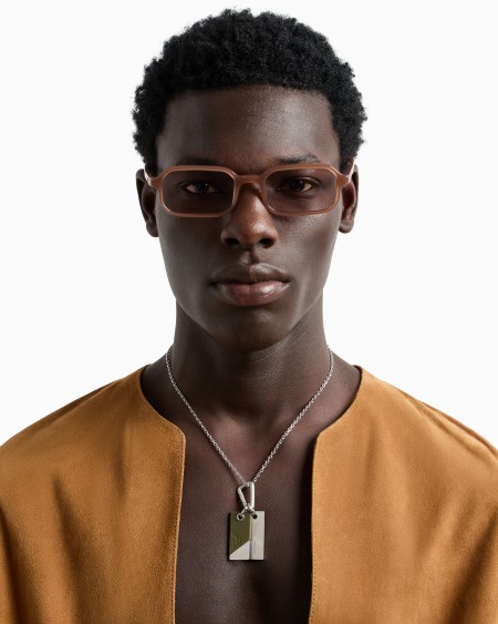 Armani Collar Con Placa De Acero Inoxidable