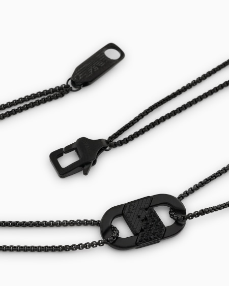 Armani Collar Con Placa Y Cristales Negros