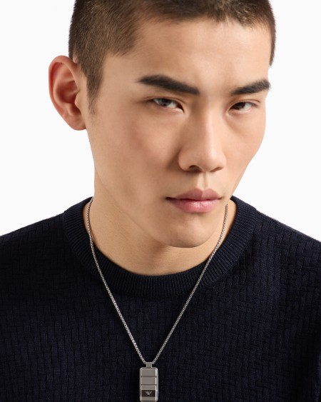 Armani Collar Con Placas De Acero Inoxidable