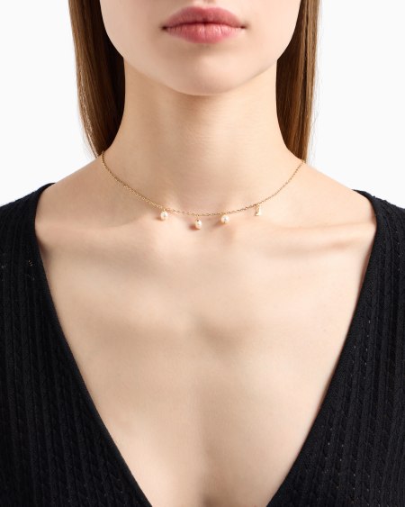 Armani Collar De Cadena Fina En Latón Dorado