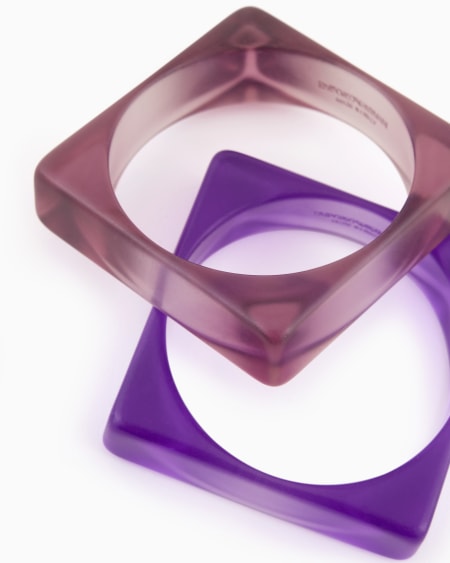 Armani Conjunto De Dos Pulseras Rígidas Cuadradas