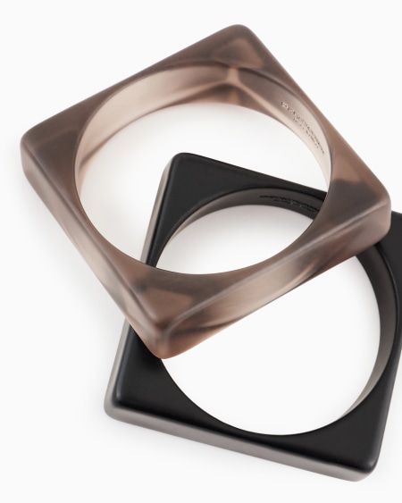 Armani Conjunto De Dos Pulseras Rígidas Cuadradas