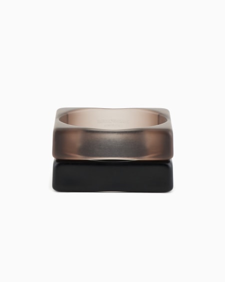 Armani Conjunto de dos pulseras rígidas cuadradas