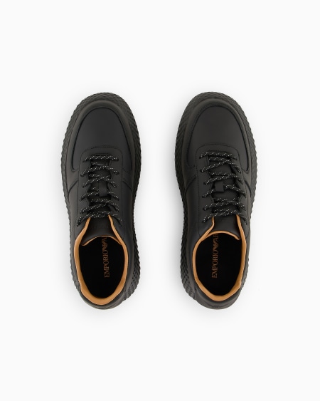 Armani Deportivas De Piel Con Suela Alta Estriada