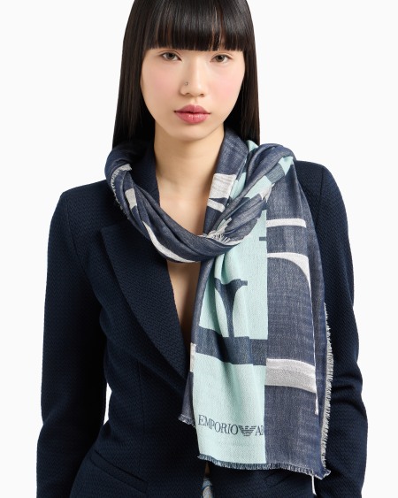 Armani Estola Con Maxilogotipo En Tejido Jacquard