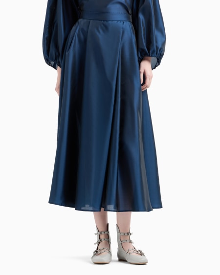 Armani Falda De Musolina Técnica Con Pliegues