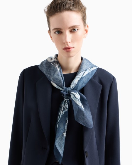 Armani Fular En Mezcla De Modal Y Lino Estampado
