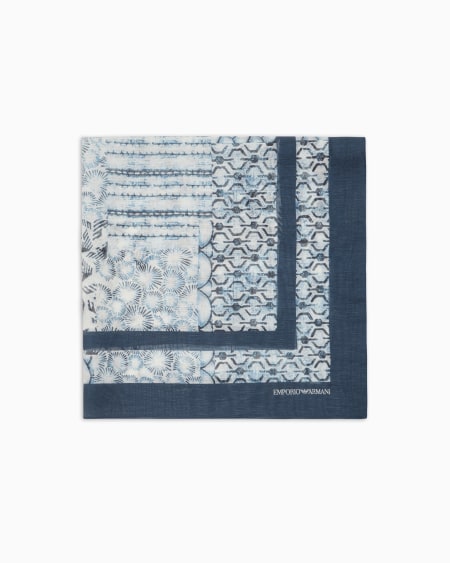 Armani Fular en mezcla de modal y lino estampado