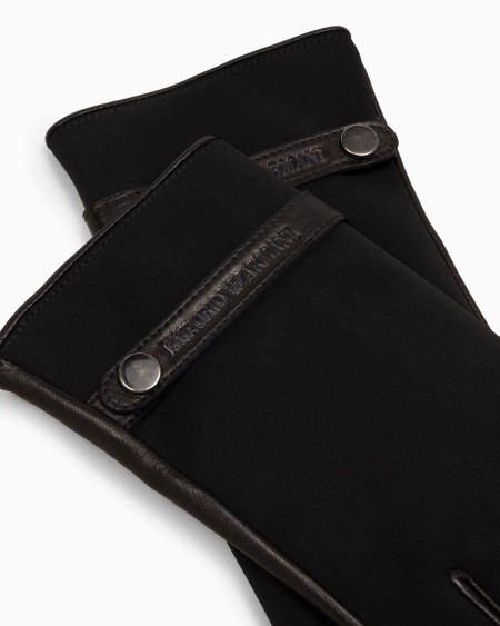 Armani Guantes De Nailon Y Napa De Cordero