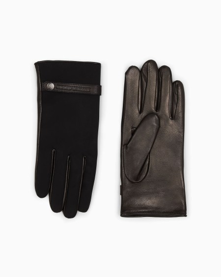 Armani Guantes de nailon y napa de cordero