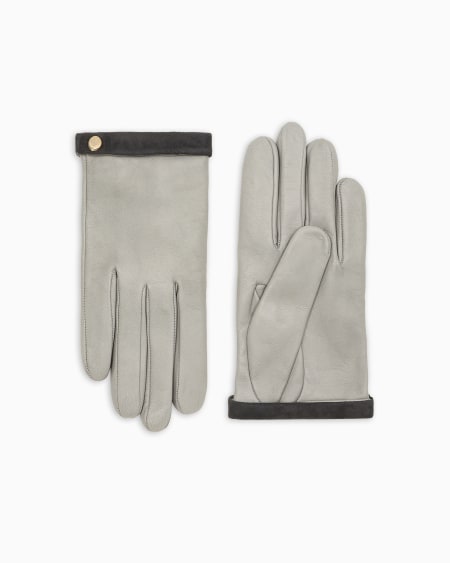 Armani Guantes de napa con borde de ante