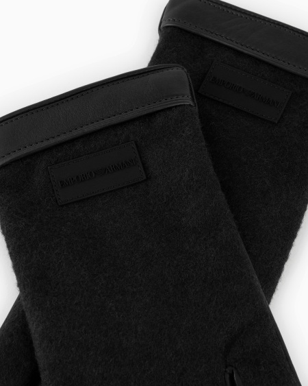 Armani Guantes De Napa Y Paño De Lana