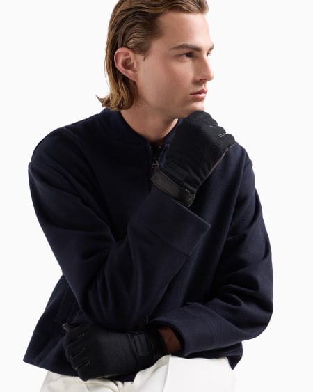 Armani Guantes De Napa Y Paño De Lana
