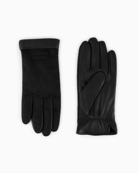 Armani Guantes de napa y paño de lana