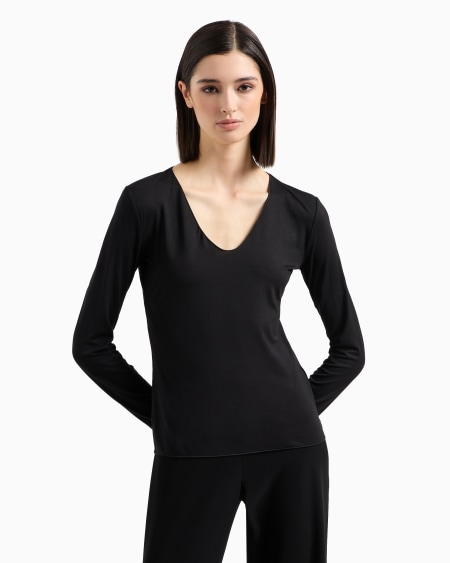 Armani Jersey De Punto Elástico Con Escote De Pico