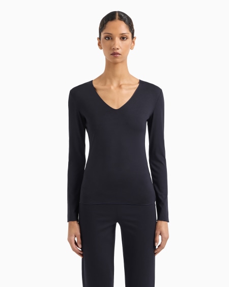 Armani Jersey De Punto Elástico Con Escote De Pico