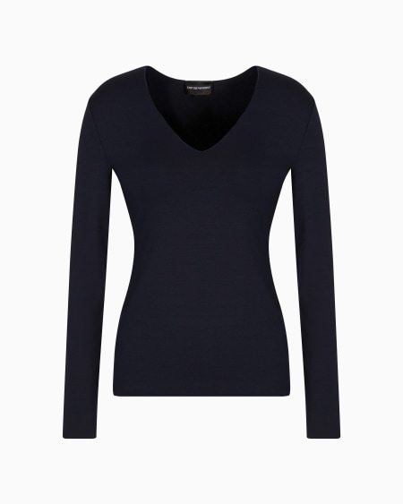 Armani Jersey de punto elástico con escote de pico