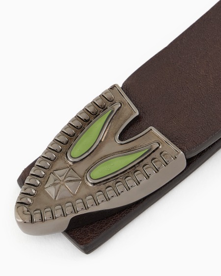 Armani Llavero De Piel Con Detalle Metálico