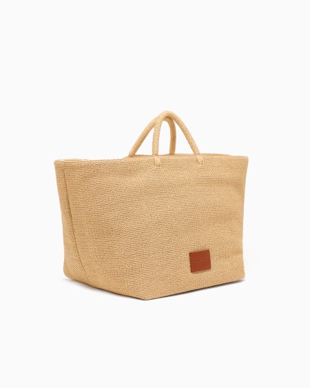 Armani Maxibolso Shopper De Rafia Trenzada