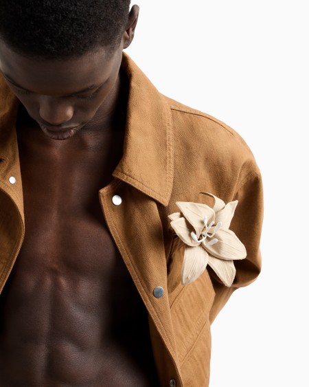 Armani Maxibroche De Tela Con Forma De Lirio