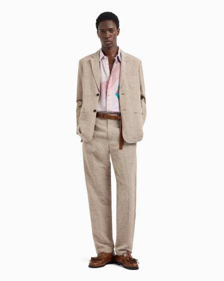 Armani Pantalones Chinos De Mezcla De Lino