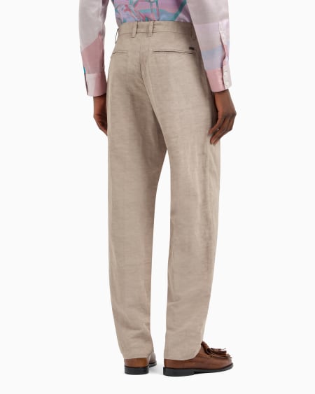 Armani Pantalones Chinos De Mezcla De Lino