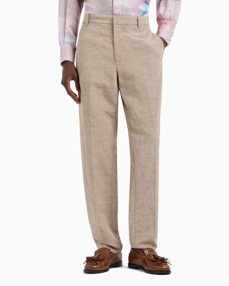 Armani Pantalones Chinos De Mezcla De Lino