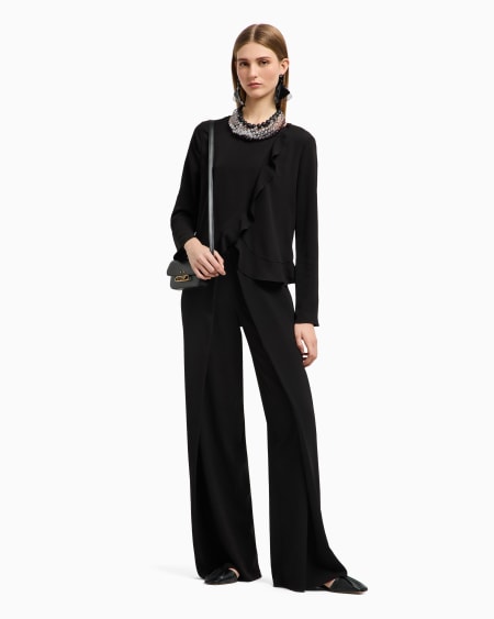 Armani Pantalones Con Panel De Crepé Fluido