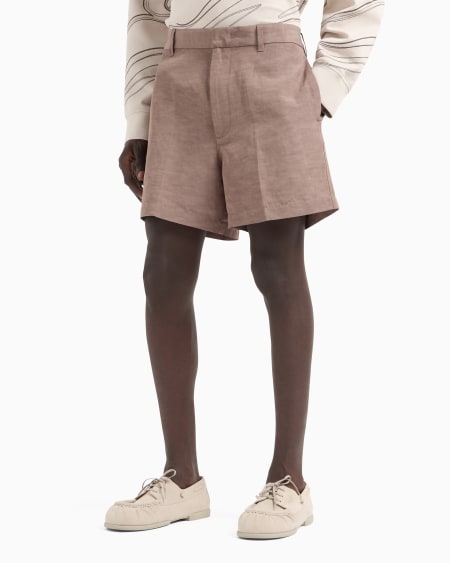 Armani Pantalones Cortos En Mezcla De Lino