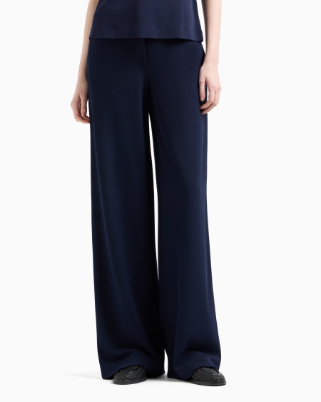 Armani Pantalones Palazzo De Piqué Compacto Icon