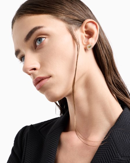 Armani Pendientes De Botón De Latón Dorado