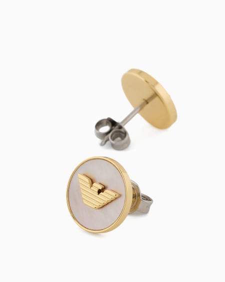 Armani Pendientes De Botón De Latón Dorado