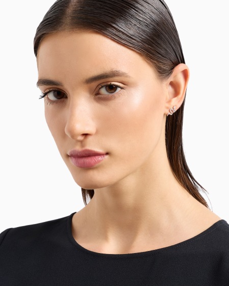 Armani Pendientes De Botón De Plata De Ley