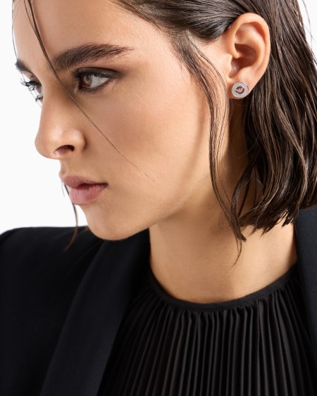 Armani Pendientes De Botón De Plata De Ley